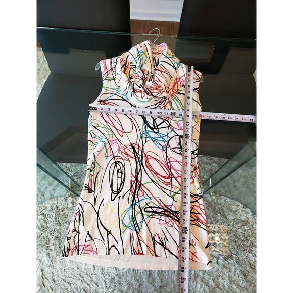 Joseph A. Sweater Womens 1X White Geo Print Rayon Cowl Neck Sleeveless Pullover - Picture 8 of 11